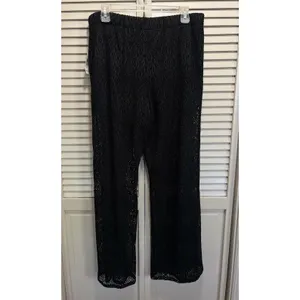 No Boundaries Lace Crochet Swim Cover Up Pants Size XL NWT Black Under Shorts Elastic thumbnail 3