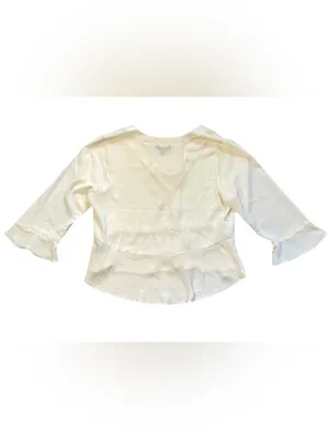 Frye Ivory Lace Up Peplum Blouse XL thumbnail 5