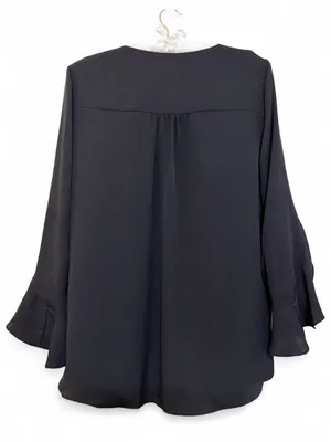 Vinci Camuto Women’s V-Neck 3/4 Sleeve Flutter Sleeve Black Blouse Size Large thumbnail 11
