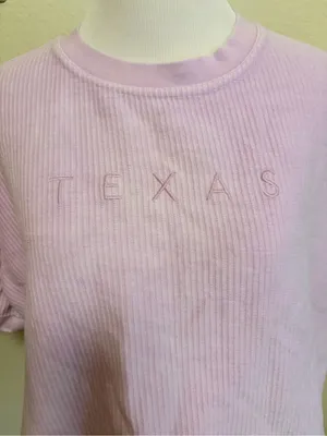 Pressbox medium Women's Lavender Ribbed "TEXAS" Short Sleeve Sweatshirt thumbnail 2