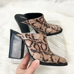 Chinese Laundry Animal Print Faux Snakeskin Heeled Mule Booties Size 7.5 thumbnail 2