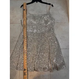 Morgan & Co Champagne Sequin Fit & Flare Party Dress Size 13 Homecoming Cocktail thumbnail 9