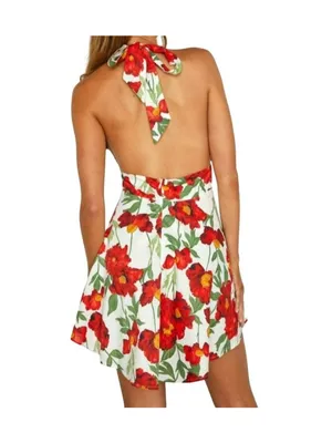 Ariana Flirty Floral Mini Dress Red White Size Small NWT thumbnail 2