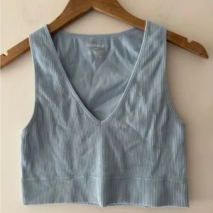Garage Stella Seamless Plunge Ribbed Baby Blue Tank Top‎ Bralette thumbnail 2
