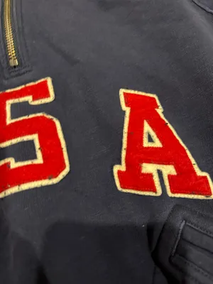 Polo by Ralph Lauren Navy Quarter-Zip Sweatshirt with Red USA Letters thumbnail 3