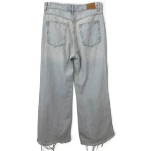 Zara Womens Light Wash High Waisted Wide Leg baggy Raw Hem Denim Jeans Size 6 thumbnail 2