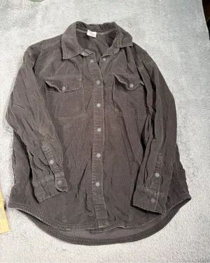Aerie offline Corduroy Button-Up Shirt Jacket in Charcoal small thumbnail 1