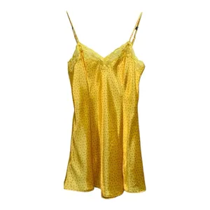 Victoria's Secret Yellow Polka Dot Slip Dress Lace Satin Boho Festival Mini S thumbnail 2