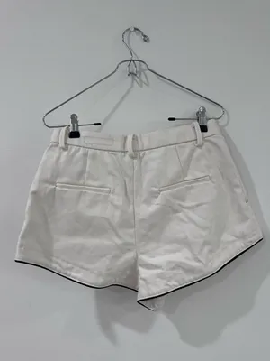 NWT Zara White Cotton Shorts M High Waist Tailored Coastal Minimalist Summer thumbnail 3