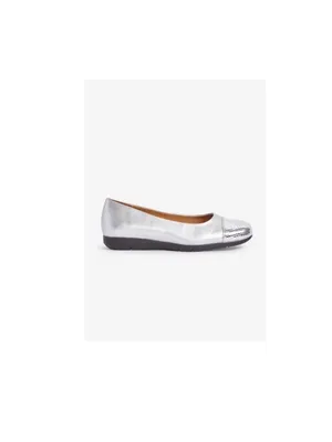 Comfortview Silver Ballet Flat with Silver Metallic Toe Size 10 Wide thumbnail 2