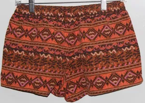 Women's Patagonia Tan Orange Pink Brown Elastic Tribal Geometric Shorts Size XS thumbnail 2