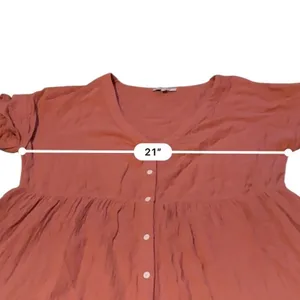Madewell Lightspun Tiered Mini Dress Womens M Rust Gauze Button Front Cotton thumbnail 10