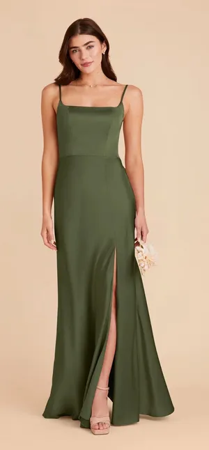 Birdy Grey Olive Satin Mai Dress thumbnail 1