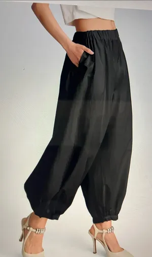 See you Monday Black Elastic-Waist Balloon Joggers thumbnail 1