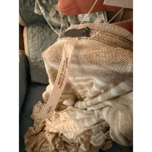 Free People Mini Dress Women Small Beige Stripe‎ Ruffle Sun Valley Boho Tunic thumbnail 7
