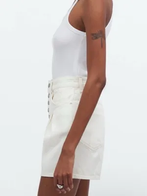 Madewell‎ The '90s Mid-Length Jean Short in Vintage Canvas: Button Front Size 25 thumbnail 3