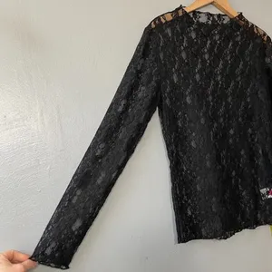 Sheer Lace Top Size Medium Black Whimsigoth Fairy Grunge Gothic Indie Sleaze thumbnail 2