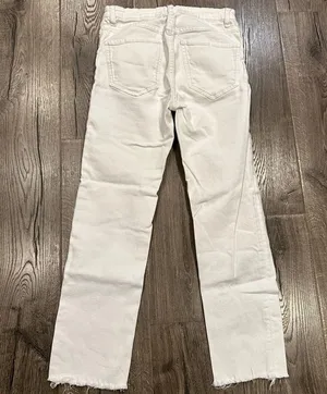 Zara Women’s White Hi-Rise Straight Jeans Size 2 Ankle Length Raw Hem Edge thumbnail 9