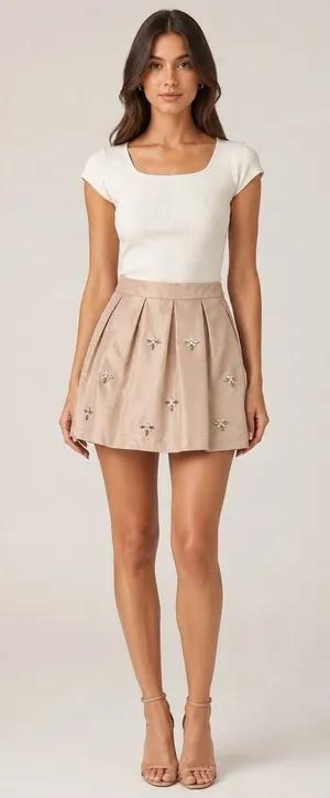 The Limited Pink Embellished Skirt Small A Line Retro Preppy Party thumbnail 1