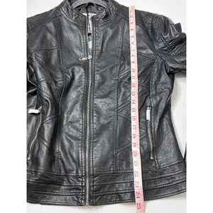 Made by Johnny Black Faux Leather Moto Jacket Size XXL Zip Front thumbnail 4