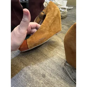 Jeffrey Campbell colorblock suede T-strap wedge shoes Retro Size 6 thumbnail 9