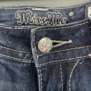 Miss Me Jeans FDL Easy Straight Dark Wash Rhinestone Bling Pockets Size 26 | 2 thumbnail 6