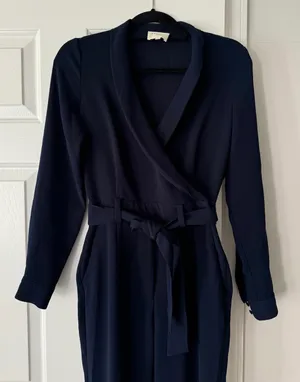 Sézane Heaven Long Sleeve Navy Jumpsuit, Size 34/US 2 thumbnail 7