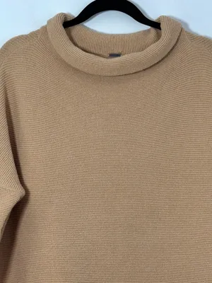 Free People Women’s Tan Beige Oversized Cowl Neck Knit Sweater Dress thumbnail 2