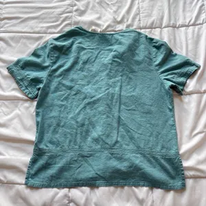 Vintage 80s Kathie Lee Teal Linen Blend Button Front Top Short Sleeve Large Y2K thumbnail 5