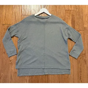 American Eagle green waffleknit oversized seam front top xs thumbnail 9