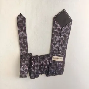 Pronto Uomo Silk Tie Men's Grey Purple Designer Necktie Office Geometric Carrier thumbnail 4