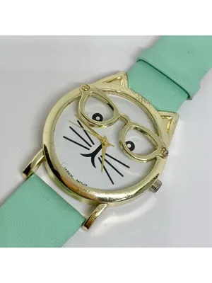 Super Cute Cat women’s watch gold tone case 36mm quartz leather running thumbnail 2