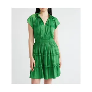 Scoop Womens Dress Size S Mint Green Satin Mini Ruffle Cap Sleeve Flattering thumbnail 2
