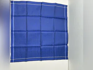Burberry London Monogram Logo Blue Cotton Print Square Scarf Handkerchief thumbnail 4