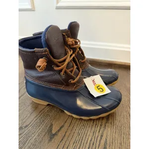 Sperry Women's Saltwater Duck Boot, Tan/Navy, Size 5 US NWT thumbnail 15
