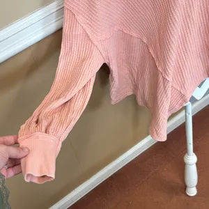 We The Free Coral Waffle Knit Top thumbnail 2