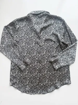 Zara Satin Paisley Button Up Shirt Size Medium - Cream and Black thumbnail 7