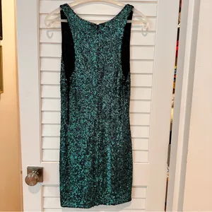 Alice And Olivia Sequins Tank Dress Sz 4 Mini Aqua Embellished Sleeveless thumbnail 5