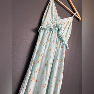 BILLABONG Cottage Core Light Blue Sleeveless Maxi Dress Women’s Sz XS EUC thumbnail 2