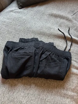 Old Navy Women's Black Cropped Elastic Waist Summer Linen Tapered Pants | Sz XL thumbnail 12