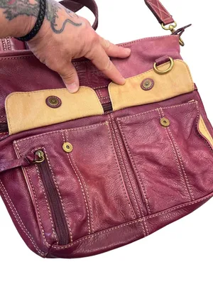 Fossil VTG wms red gold ware leather crossbody shoulder handbag SKU 10-050 thumbnail 5