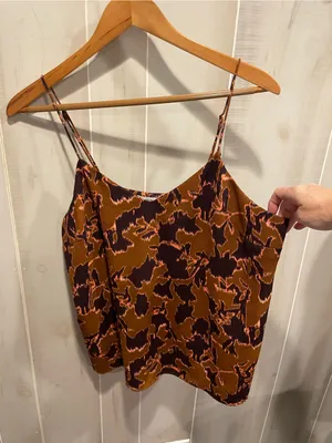Cute silky pumpkin spicy cami tank coquette work Nine West skinny strap thumbnail 4