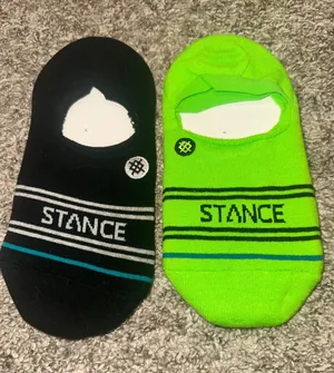 Stance No Show Socks 2 Pack Black Neon Green Striped‎ Low Cut Medium NWOT thumbnail 1