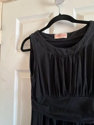 Belle Poque Black Sleeveless Ruched Waist Maxi Dress Small thumbnail 4