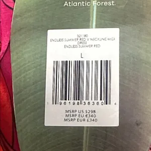 NWT Farm Rio Red Endless Summer V Neck Midi Dress Sz L thumbnail 6