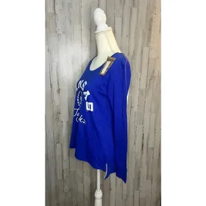 Rivalry Threads NWT Kansas Jayhawks Women's Long‎ Sleeve Blue T-Shirt Size Small Team Logo thumbnail 4