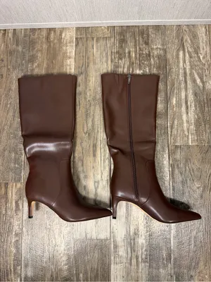 QIY Brown Knee-High Pointed Toe Stiletto Boots Size 9 thumbnail 8