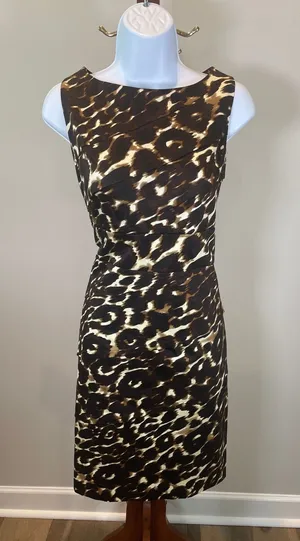 Calvin Klein Animal Print Sheath Dress Size M Sleeveless thumbnail 1