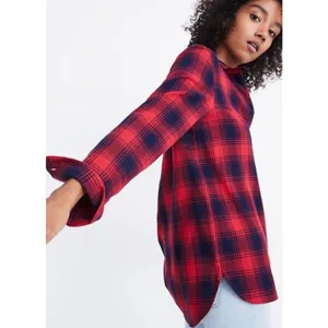 Madewell Red Plaid Ex-Boyfriend Flannel 90s Grunge Small thumbnail 2
