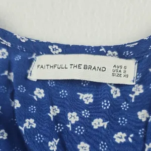 Faithfull The Brand La Rochelle‎ Wrap Mini Dress Blue Floral Women's 2 thumbnail 4